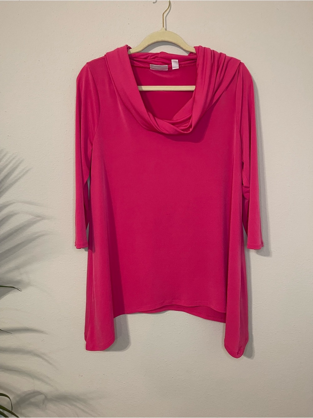 New York & Company Draped Cowl Neck Tunic - Hot Pink
